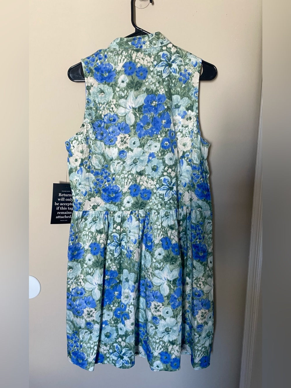NWT Tuckernuck Jardin De Fleur Blue & Green Floral Sleeveless Shirt Dress NWT - Picture 2 of 7